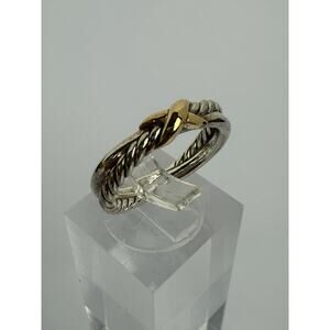 David Yurman Petite X Ring 4mm Steerling Silver & 18K Gold
